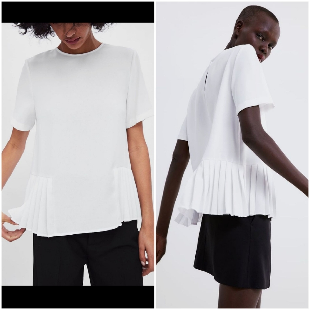 NWOT Zara pleated hem blouse